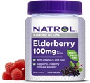 Natrol Elderberry 100mg gumy pro imunitní podporu zdraví, 60 Berry- ochucené gumy, 30 denní zásobování