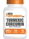 BulkSupplements.com Turmeric Extract Capsules - Kurkumový dodatek, Kurkumin dodatek 1000mg - Gluten zdarma, 120 Veg Kapsle (Balení po 1)