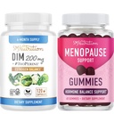 Menopauza Support Gummies Plus 200mg DIM doplněk pro zlepšení rovnováhy estrogenu pro ženy 124; Vegetarian Gluten Free Hormon Balance Gummies (30 Služeb) & Diindolylmethan Kapsle (120 Služeb)