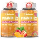 Vitamin B2 Gummies I124; Riboflavin 400mg pro dospělé a děti I124; s hořčík & CoQ10 pro energii a migrénu Relief 124; Bez cukru B2 Vitamin VIT B I124; Non GMO, Vegan, 120 Counts