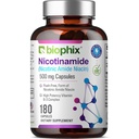 biophix B-3 Nikotinamid 500 mg 180 Caps - Nikotinová amide Niacin Natural Flush- Free Vitamin Formule - Podporuje zdraví kožních buněk