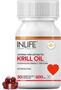 INLIFE Krill Oil Supplement -Fosfolipid Omega 3 s Astaxanthin - 500 mg, 30 Kapsle