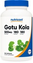 Nutricost Gotu Kola 500 MG, 180 Kapsle - Vegetariánské Kapsle, Gluten Free, Non- GMO