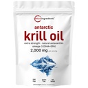 Micro Ingredients Antarctic Krill Oil Supplement, 2,000mg per Serving, 240 Softgels, Triple Strengels, Bohatá v Omega-3s EPA, DHA & Natural Astaxanthin, Podporuje imunitní systém & Brain Health