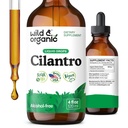 Wild & Organic Cilantro tinktura - Bylinné detox Drops with Cilantro Extract - Liquid Coriander Leaf Supplement - Vegan, Cukr & Alcohol- Free Drops - 4 fl oz