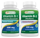 Nejlepší Naturals Vitamin B1 jako thiamin Mononitrát 500 mg & Vitamin B2 (Riboflavin) 400mg