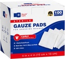 100pc Velké Sterilní Gázy Pady 4x4 Sterilní pro rány Bulk - 12ply Tkané Gáze Sponges 4x4 Sterilní - USP IV Dýchací Mesh 4x4 Gázové Pady Sterilní pro zesílené absorpce - První pomoc lékařské