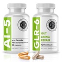 Střevní Fortitude AI-5 & GLR-6 Dědičný doplněk zdraví Bundle w / glutamin, Kurkumin pro Gut Health Capsule Supplemente & Support Digestivní zdraví, Non- GMO, mlékárenský zdarma - 30- denní zásobování