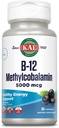 KAL Vitamin B-12 Methylkobalamin Lozenges 5000mcg, Zdravá energie, Metabolismus, Nerve & Red Blood Cell Support, * Optimální absorpce, přírodní Acai Flavor, Vegan, Sugar Free, 60 Servings, 60 Lozenges
