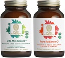 PURE SYNERGIE Ženy Multivitamin, Stress, a energie Essentials Bundle 124; Celé jídlo Multi s adaptogeny C124; Přírodní vitamin C Imunitní a kožní dodatek C124; Vegan, Non- GMO, a organické složky