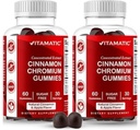 Vitamatic Sugar- Free Chromium Gummies with Ceylon Cinnamon - 2000 mg Ekvivalentní Per Serving (from Extract 83 mg) - Non- GMO, Gluten- Free - 60 Vegan Gummies - 2 Pack