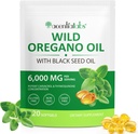 Acorn + Oak Oil Oregano Softgels s černým semenným olejem, 2 v 1 Redukované oregano olejové kapsle organické pro vitamin dobrý doplněk a imunitní podpora 120 Countweel - Snadno polykat