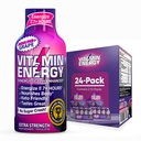 Vitamin Energy Imunní + Extra Síla Energy Shot Grape 24 Pack, 260mg přírodní kofein, B-Vitamíny, Citicolin, zelený čaj, Imunita & Focus Support, Nulový cukr, gluten- Free 1.93 fl oz