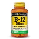 MASON NATURAL vitamin B12 50 mcg s vápníkem, 100denní dodávka, dodatek stravy k podpoře přírodních energetických úrovní, 100 tablet (balení po 1)