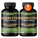 Gade Nutrition Quercetin s vitaminem C a zinkem - Quercetin 500 mg - Quercetin s Bromelainem - Zinek Quercetin doplňky + Vitamin D3 (Non- GMO, gluten- Free, Vegan) - 4 Měsíční dodávky
