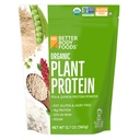 BetterBody Foods Organic Plant Based Protein Powder, 16g proteinu 24% DV, Vegan, Nízké čisté sacharidy, gluten zdarma, mléčné výrobky zdarma, bez cukru přidáno, Soy Free, Non- GMO, 12.7 Ounces