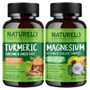 NATURELO Tumerický kurkumin, Společná podpora rostlin, Glycinát hořečnatý, 200 mg hořčíku - bez glutenu, bez GMO - 120 tobolek