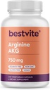 BESTVITE Arginin AKG 750mg (240 Vegetariánských kapslí) - No Stearates - Vegan - Non GMO - gluten zdarma