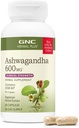 GNC Herbal Plus Ashwagandha 600mg Dodatek, Klinická síla, Vegetariánská, Stress Relief Podpora, 30 Služeb