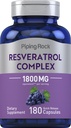 Piping Rock Resveratrol Complex 1800 mg i. r. 124; 180 Kapsle 124; Grape Seed Extract i. 124; Non- GMO, gluten zdarma dodatek