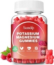 Draslík Magnesium Gummie Draslík Doplňky Vysoké Absorpce Draslík Citrát Magnesium Citrát, Podpora Leg Křeče Svalová Relaxace pro muže a ženy 60 Gumy, Malina