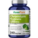 NusaPure Chromium Picolinate 1000mcg 240 Veggie Kapsle (Non- GMO, Vegan)