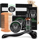 MALE BŮH Vousáč Růstový Kit W / Vousáč Růstový olej, Vousáč Balzám, Vousáč Comb, Massager pro Spot / Patchy Vousáč, Vánoční dárky pro muže
