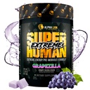 ALPHA LION Superhuman Extreme High Stim Pre Workout Powder, Beta Alanin, L- Taurin & 356mg Tri- Source Caffeine for Setrvalá energie, Oxid dusičný & Citrulline for Pump (21 Servings, Grape Flavor)