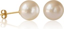 Ruční Freshwater Pearl Stud Náušnice 14K Gold Plated Sterling Silver Round pro ženy hypoalergenní