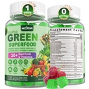Super zelené žvýkačky, Zelené Superfood Powder Alternative w / Spirulina, Chlorella, Prebiotic Fiber, Probiotický, Ovocný Veggie, Denní Zelenina Zelenina pro stravovací & Gut zdraví, Imunita, Focus, 60 Cts