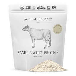 NorCal Organic Vanilla Whey Protein - 2lbs current 124; Grass- Fed, Single-Origin Vanilla curren124; Certified Non- GMO & American Humane from California Farms