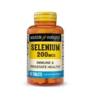 Mason Natural Selenium 200 mcg - Antioxidant dodatek pro imunitní podporu a zdraví prostaty, esenciální stopový minerál, 60 tablet