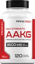 Piping Rock AAKG Dodatek 124; 120 Kaplety 124; 3600 mg IR 124; Arginin Alpha- Ketoglutarát Dodatek IR 124; Oxid dusnatý Enhancer 124; Max Strength 124; Vegetarian, Non- GMO, gluten zdarma