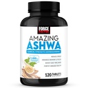 FORCE FACTOR Amazing Ashwa, KSM-66 Ashwagandha dodatek pro Stress Relief, Focus, Paměť, Imunitní podpora, s vitamíny, minerály a antioxidanty, Cortisol doplňky pro ženy, 120 Tablety