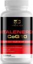 Vitalenergy CoQ10 Ubichinon 200mg, 30 Kapsle, Podporuje kardiovaskulární zdraví, Cellular Energy Production, a antioxidant, bílá / červená / černá