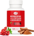 Berberine dodatek s Ceylon Skořice, Licorice Extract, Berberine 6X pro zdravé řízení hmotnosti, metabolismus a imunitní podporu (120 Kapsle)