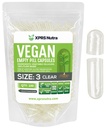 XPRS Nutra Velikost 3 Prázdné kapsle - 100 Počet čiré prázdné veganské kapsle - Vegetariánské pilulky - DIY Zeleninové kapsle Plnicí - Veggie Pill Caps