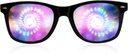 GloFX Black Frame Spiral Difraction Glasses - Laser Etched for Hypnotic Spiral Light Effects, Flexibilní a odolné pro Raves & Festivaly