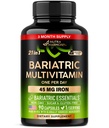 Bariatrický multivitamin - 45 mg železné doplňky - Vyrobeno v USA - pro ženy a muže - All- in- One, 21 esenciální vitaminy - Gastric Sleeve Support - Bez cukru, gluten & Soy - 90 Kapsle, jednou denně