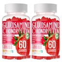 Glucosamine Chondroitin Gummies s MSM & Elderberry Extra Strength - Společná podpora, Antioxidační Imunitní Supplement pro dospělé, muže a ženy. 120 Jahodové žvýkačky