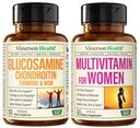 Glucosamine Chondroitin Turmeric + Multivitamin pro ženy 2-láhev doplněk Bundle pro ni. Zdravá imunitní reakce, Společná podpora, Antioxidant Vlastnosti