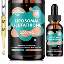 Lipozomální Glutathione dodatek - 2000mg Glutathione Tekuté Kapky s vitaminem C, Curcumin & Trans- Resveratrol - Výkonný antioxidant pro imunitní, zdraví pokožky, Stárnutí obrany a jaterní detox - 2 Fl Oz