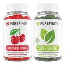 PUREFINITY Tart Cherry and Super Green Gummies Bundle (Uric Acid Flush & Cleanse with Your Daily Green)