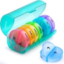 Sukuos Velké týdenní Pill Organizátor 2 krát denně, Denní Pill Box 7 Day Easy to Open with Double Protection, AM PM Pill Case for Medicine / Vitamin / Rybí olej / doplňky (Kyan)