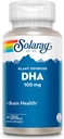 Doplňky SOLARAY DHA 100 mg - D H A Omega 3 mastné kyseliny pro wellness podporu, Prenatal DHA Omega 3 dodatek - Rostlina Sourced from Algae Oil - 60- denní záruka, 60 Služeb, 60 Vegan Softgels