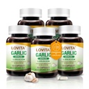 Lovita Odorless Česnek Kapsle, 5000mg Čerstvý česnek Ekvivalentní, 1.25% Allicin Extract, Podporuje srdce, krevní tlak, Cholesterol & imunitní systém, Non- GMO, gluten- Free, 300 Vegan Kapsle