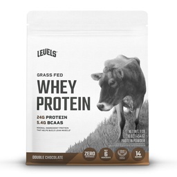 Levels Grass Fed syrovátkový proteinový prášek, bez umělých látek, 24G proteinu, Double Chocolate, 1LB