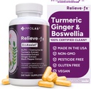 Relieve- fx ™ DLPA Boswellia Turmeric and Ginger Supplement, Stress Relief, Heart, Digestion, Svalová křeč, Joint, Zánět zdraví, Vitamin B6 P5P, Boswellic Acid, Kurkumin s Black Pepper - 90ct