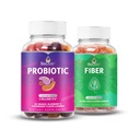 Belive trávicí Bundle Probiotic a Fiber Gummies pro trávicí a Gut zdraví, bez cukru, Vegan