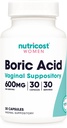 Nutricost Boric Acid 600mg, 30 tobolek - Vaginální čípek - Non- GMO - pro ženy